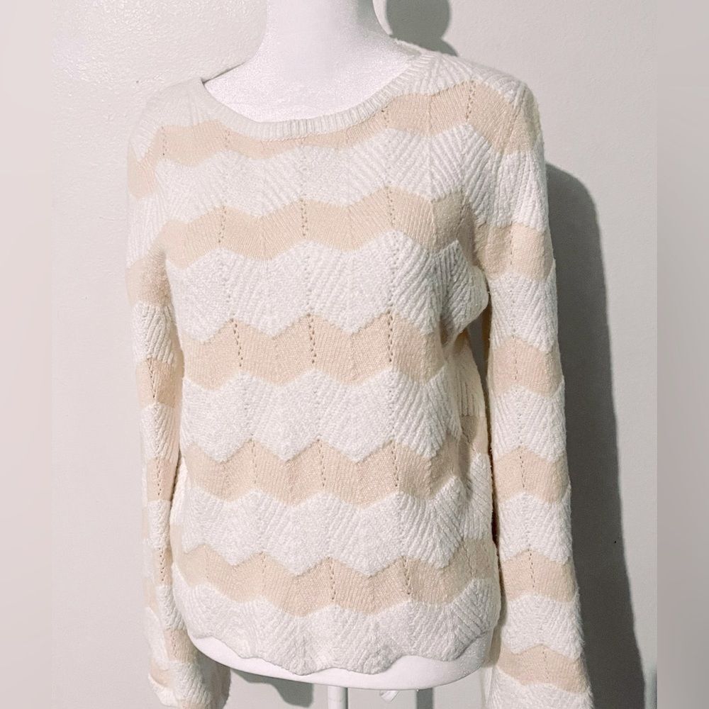 lauren conrad sweater Chevron Pastel crochet Scallop Hem Women’s S